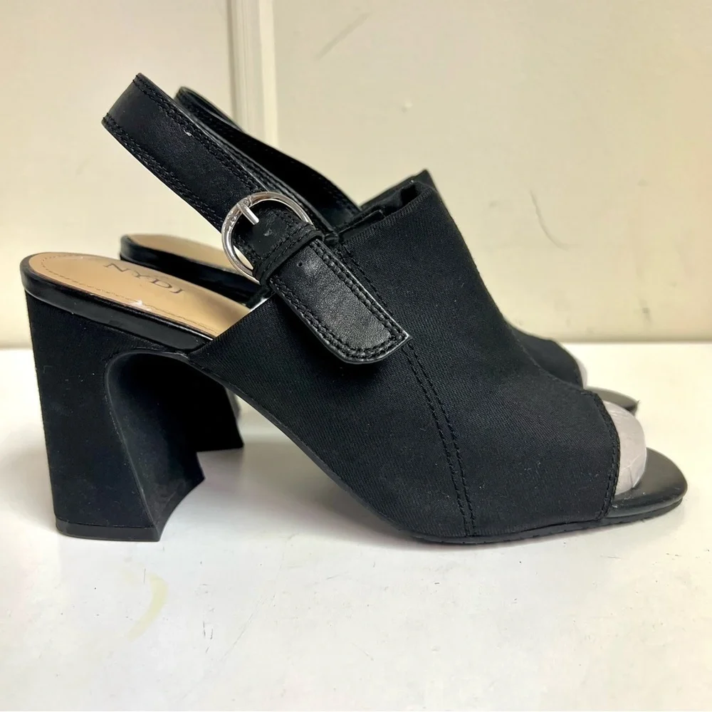 NYDJ Lyssa Black Women's Open-Toe Slingback block heel sandals classic size 10M